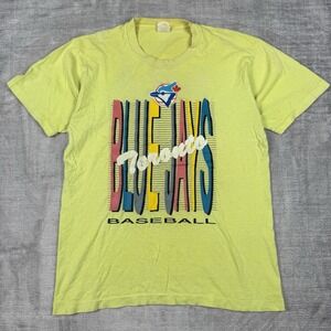 Vtg Toronto Blue Jays Shirt Mens Large Yellow Multicolour Sellout Puffprint